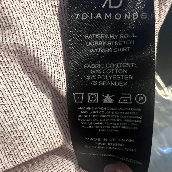 ✨7 Diamons Short Sleeve Performance Button-Up Shirt, classic fit size large - Picture 8 of 8